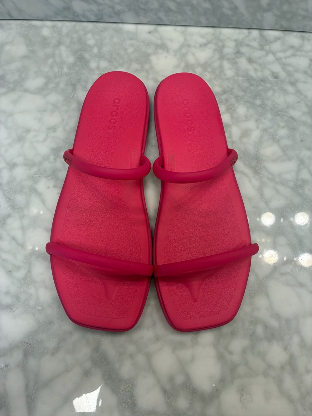 CROCS Women's Miami Hot Pink Double-Strap Slide Sandals